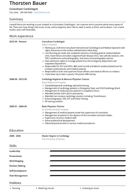 Cardiologist Resume Samples And Templates Visualcv