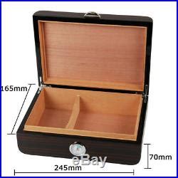 Black Gloss Piano Finish Cedar Wood Cigar Humidor Box With Humidifier