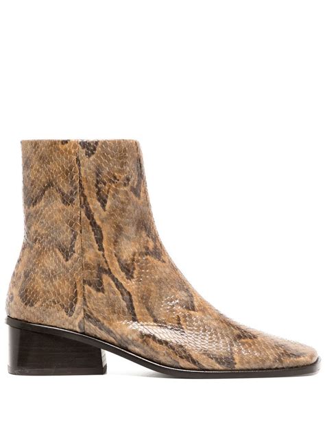 Rejina Pyo Rise Snakeskin Print Leather Ankle Boots Farfetch