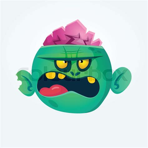 Cartoon Angry Zombie Head Stock Vector Colourbox