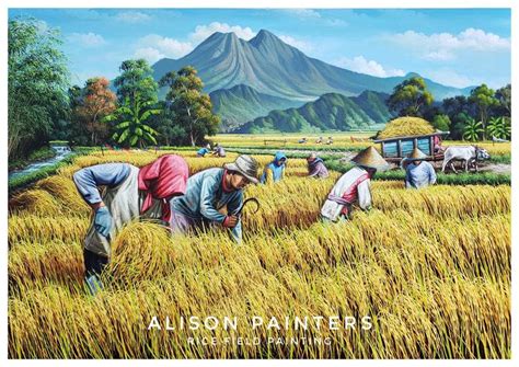 rice field painting Painting by Rizky alison | Saatchi Art