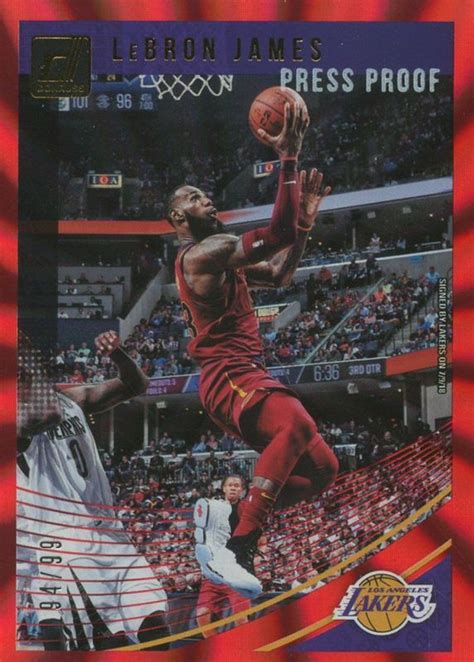 LeBron James 2018 Donruss 94 Press Proof Red Laser 99 Price Guide