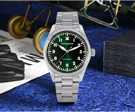 San Martin new 39mm stainless steel Pilot Watch Luminous Military Watch ...