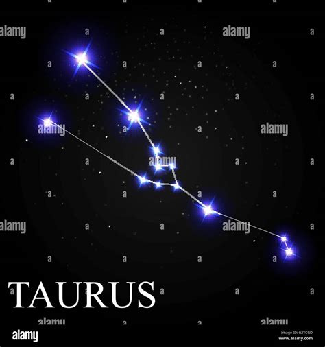 Taurus Zodiac Sign With Beautiful Bright Stars On The Background Stock