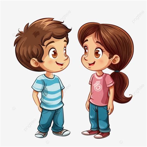 Two Kids Talking Cartoon Character, Child, Boy, Kids PNG Transparent ...