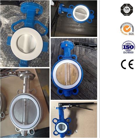 Inch Ductile Cast Iron Soft Sealing Ptfe Seat Wafer Type Butterfly