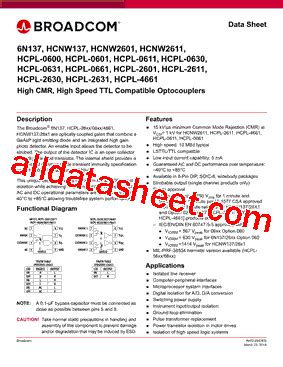 Hcpl Datasheet Pdf Broadcom Corporation