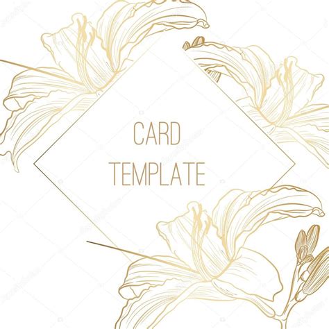 Botanical diseño de la tarjeta de invitación de boda flores de lirios