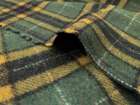 Max Mara Deadstock Wool Blend Melton Coating Green Yellow Plaid