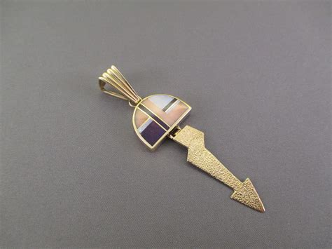 Ray Tracey 14kt Gold Inlay Pendant 14kt Gold Navajo Jewelry