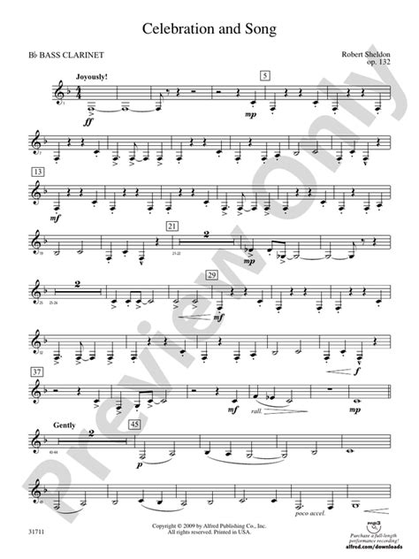 Celebration And Song B Flat Bass Clarinet B Flat Bass Clarinet Part Digital Sheet Music Download