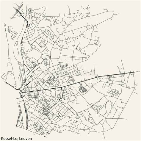 Street Roads Map Of The Kessel Lo Borough Leuven Stock Vector