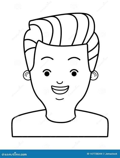 Young Man Cartoon In Black And White Stock Vector Illustration Of