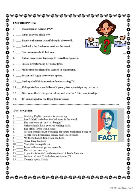 Fact And Opinion English Esl Worksheets Pdf And Doc