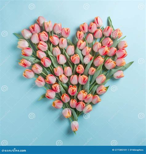 A Heart Made Of Colourful Tulips Generative Ai Stock Illustration