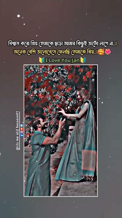 বিশ্বাস করো প্রিয় তোমাকে ছাড়া আমার কিছুই ভালো লাগে না🥰💞💯 Love