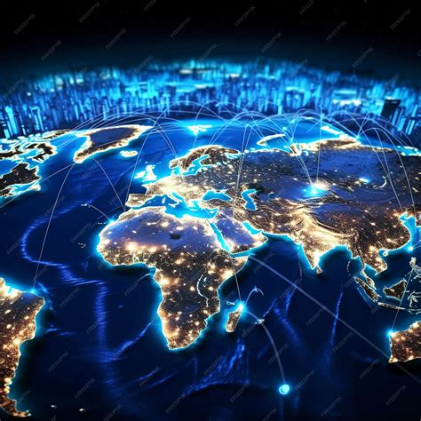 Premium Photo | World map and transparent fiber optic lines connected