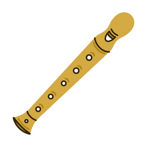 Block Flute Vector Icon Hand Drawn Wooden Plastic Musical Instrument