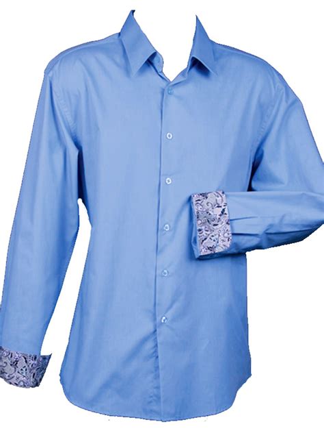 Mens Slim Fit Basic Solid Color Dress Shirt With Fancy Button Cuff