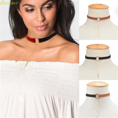 Hot Brand Gothic Retro Velvet Leather Round Pendant Choker Collar