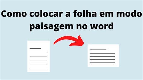 Como Colocar A Folha Em Modo Paisagem No Word YouTube