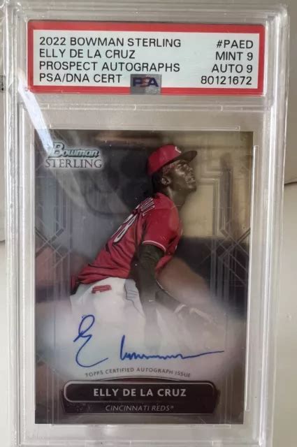 ELLY DE LA CRUZ 2022 Bowman Sterling Prospect Auto PSA 9 IN PERFETTE