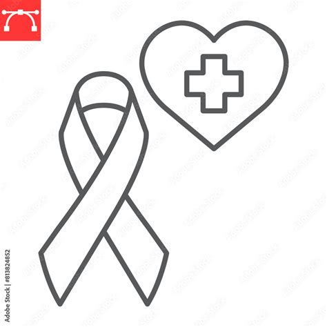 Hope For Recovery Line Icon Aids And Disease Awareness Ribbon With