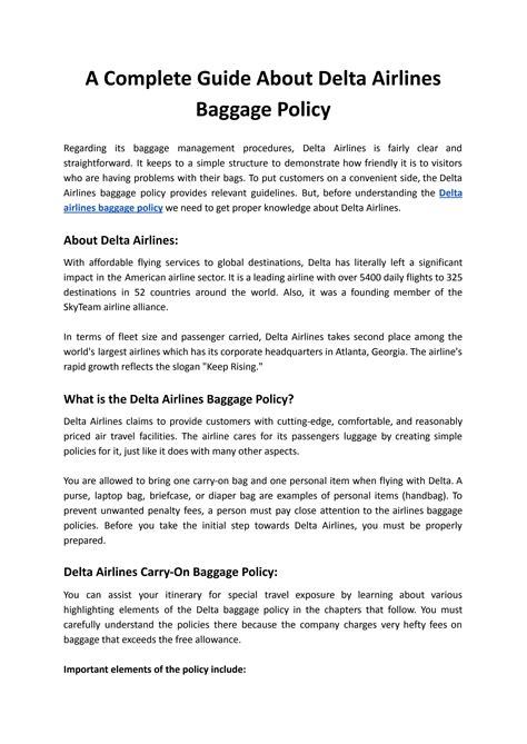 A Complete Guide About Delta Airlines Baggage Policy By Annie Jones Issuu