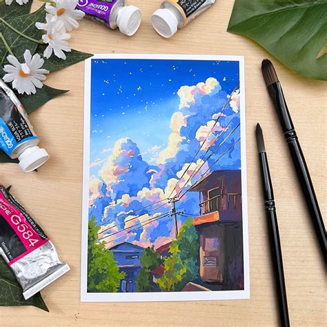 Sunset Scene Anime Style Print - Etsy