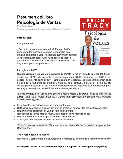 8 Resumen Del Libro Psicologia De Ventas Brian Tracy Resumen Del