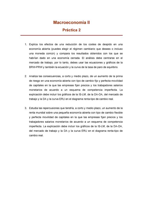 Practica Eval Macroeconom A Ii Pr Ctica Explica Los Efectos De