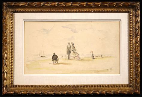 Eugène Louis Boudin Sur la plage de Deauville Impressionist