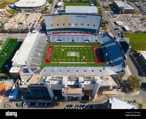 Arizona Stadium aerial view in University of Arizona main campus in city of Tucson, Arizona AZ ...