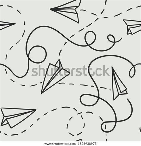 Doodle Style Seamless Paper Airplane Background Stock Vector Royalty