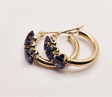 Jacmel Jcm K Solid Gold Sapphire Hoop Earrings