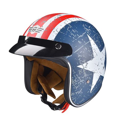 Buy Ahr Run O5 3 4 Open Face Motorcycle Helmet With Visor Retro Vintage Moped Bobber Scooter