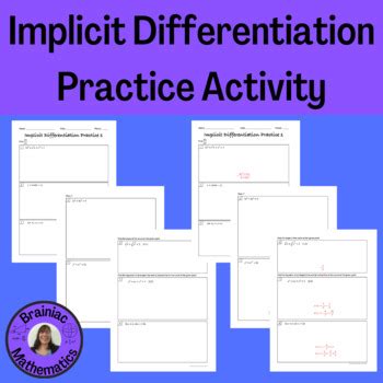 Implicit Differentiation Practice Activity By Brainiac Mathematics