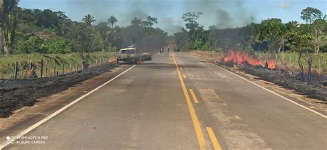 Carro Pega Fogo E Chamas Atingem Margens Da Ro Rond Nia G