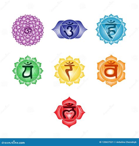 Seven Colorful Chakras Anahata Ajna Sahasrara Muladhara Swadhisthana