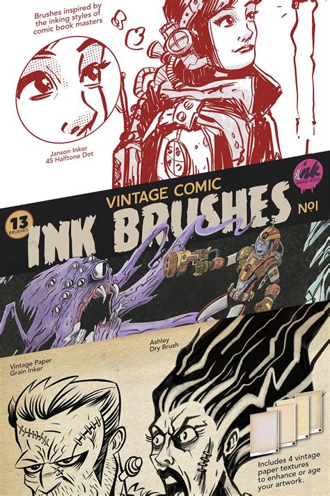 Procreate Vintage Comic Ink Brushes Masterbundles