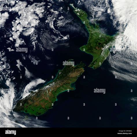 Satellite View Of New Zealand Stock Photo Alamy