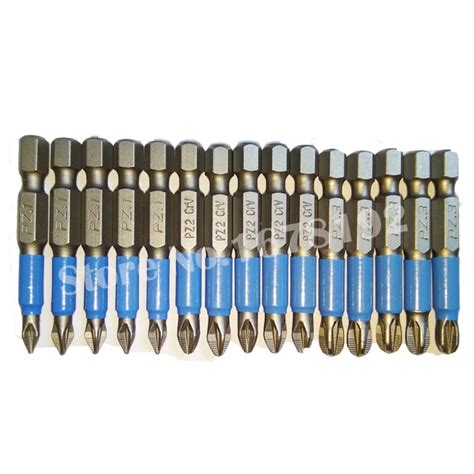 15pcs PZ1 PZ2 PZ3 Screwdriver Bit Set Hex Magnetic Anti Slip Phillips ...