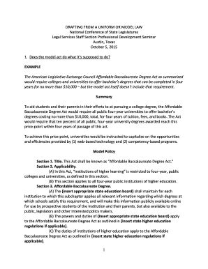 Fillable Online Ncsl Drafting From A Uniform Or Model Law Fax Email