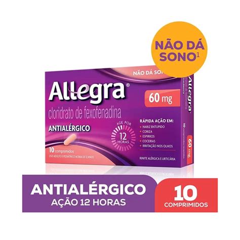 Antialérgico Allegra 60mg 10 comprimidos Farmácias Unipreço