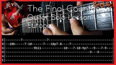 The Final Countdown Guitar Solo Lesson Europe With Tabs YouTube