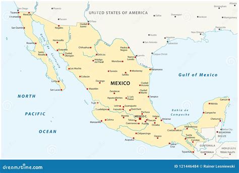 Mapa Del Vector De Estados Unidos De Mexicano Ilustración del Vector