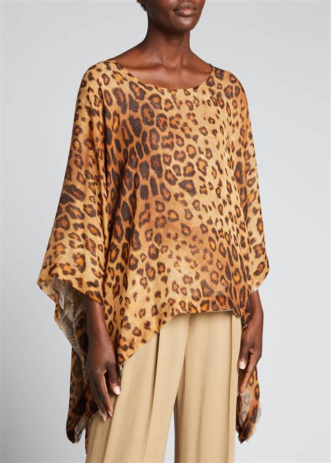 Etro Reversible Paisley Leopard Print Silk Poncho Bergdorf Goodman