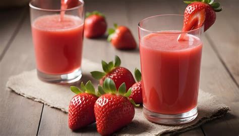 High Angle Strawberry Smoothies In Glass Premium Ai Generated Image