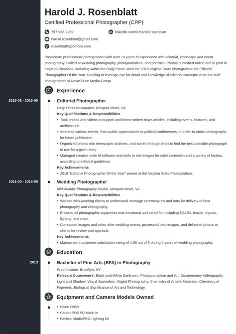 Professional Photographer Resume—Examples for 2024