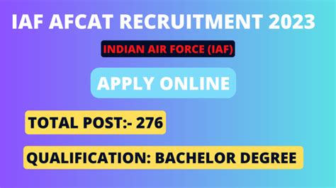 Indian Air Force Afcat Recruitment 2023 276 Post Apply Online